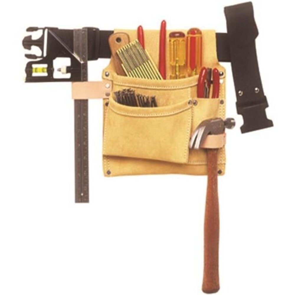 Custom LeathercraftIP489X Suede Tool Bag & Poly Web Belt, 3 Pocket , Tan